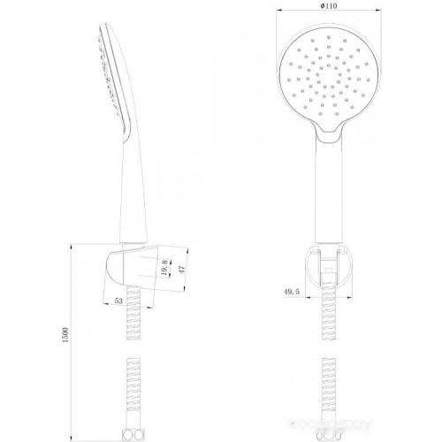 Душевая лейка Bravat D2122CP-ENG