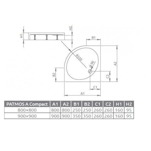 Угловой поддон Radaway Patmos A Compact 90x90