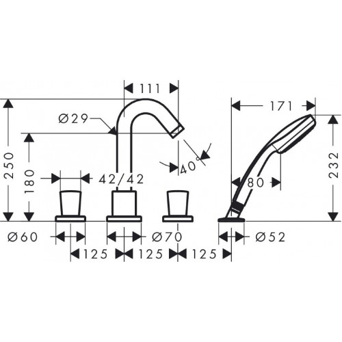 Смеситель на борт ванны Hansgrohe Logis 71314000