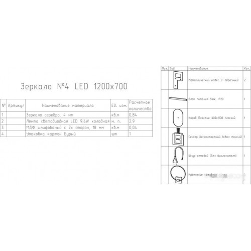 Зеркало Континент Зеркало Fleur Led 120x70 (бесконтактный сенсор, нейтральная подсветка)