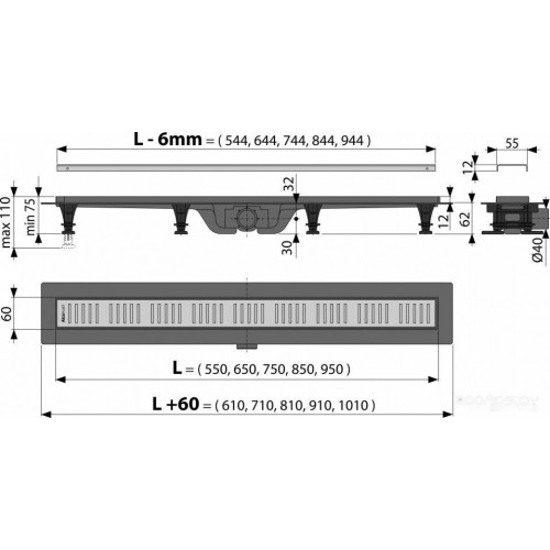 Душевой лоток Alcaplast APZ10-850M