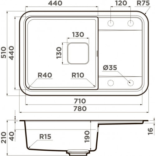 Кухонная мойкa OMOIKIRI Tasogare 78-DC 78x51 темный шоколад