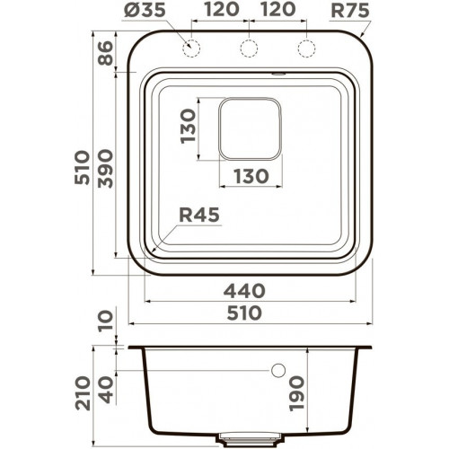 Кухонная мойка Omoikiri Tasogare 51-SA 4993743 51x51 бежевый