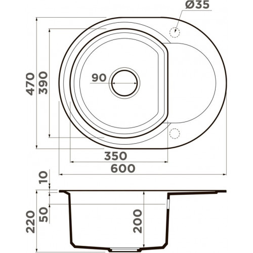 Кухонная мойка Omoikiri Sakaime 60E-BL 4993120 60x47 черный