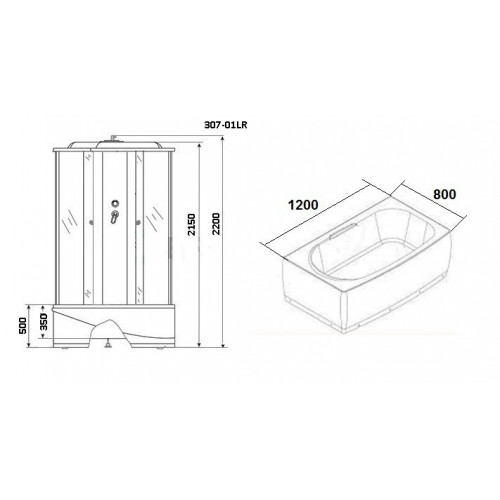 Душевая кабина Niagara NG-307-01R 120x80 мозаик