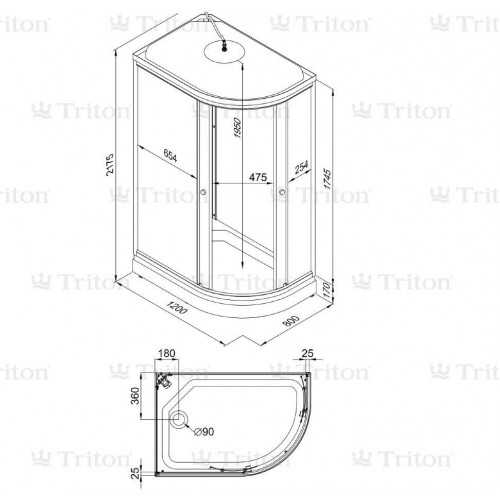 Душевая кабина Triton Риф А3 120x80 стекло шиншилла левая