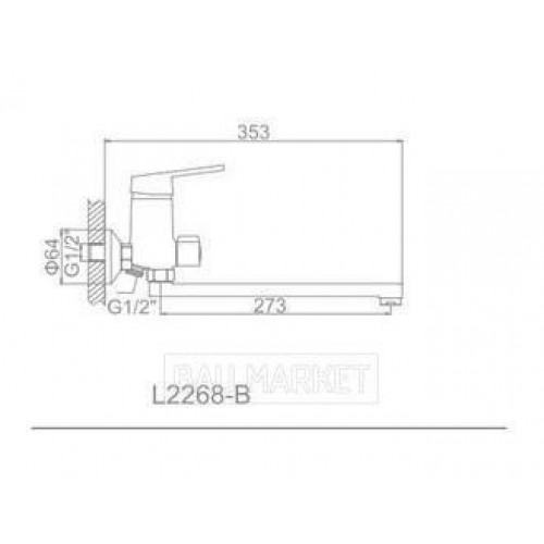 Смеситель для ванны и душа Ledeme L2268-В (L2268-B)