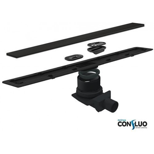 Душевой лоток Pestan Confluo Frameless Line Black Glass 450 хром матовый / чёрное стекло глянец