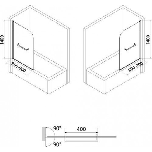 Душевая шторка Iddis Ray RAY6CS9i90 90x140