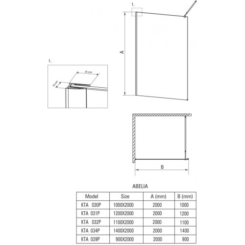 Душевой уголок Deante Abelia Walk-In KTA 032P 110x200