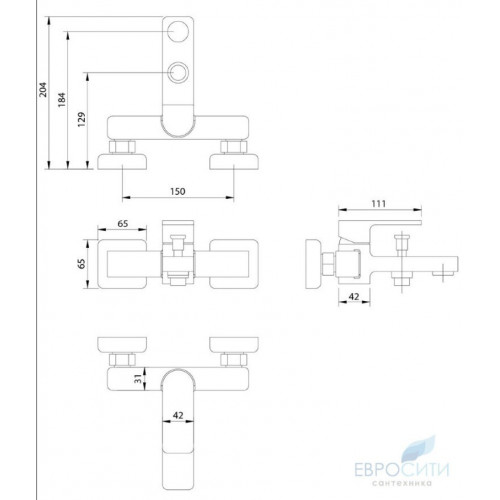 Смеситель для ванны Omnires Baretti BA7830 BL