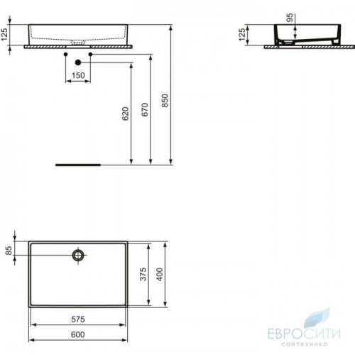 Умывальник Ideal Standard Extra 60x40, накладной