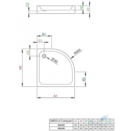 Угловой поддон Radaway Siros A Compact 80x80