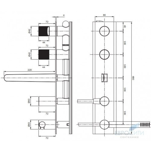 Смеситель для ванны Omnires Contour Chrome CT8037/1 CR