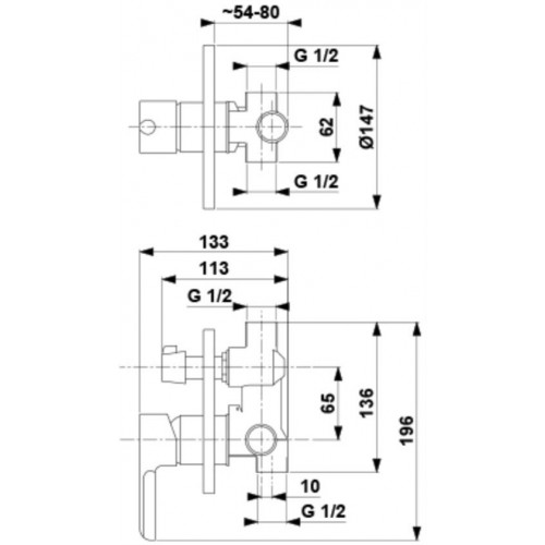 Смеситель для ванны Armatura Angelit 4729-410-00 (с механизмом), встраиваемый