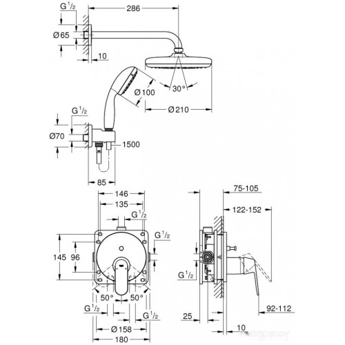 Душевая система Grohe Eurosmart Cosmopolitan 25219001