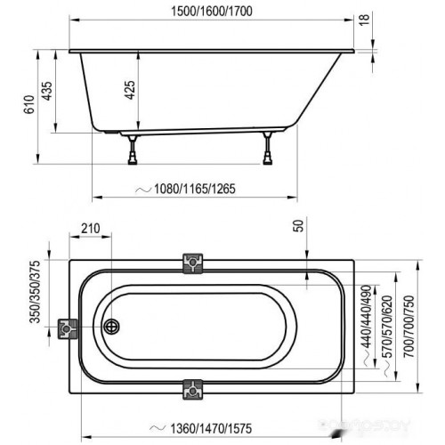 Ванна Ravak Chrome Slim 170x75 C741300000