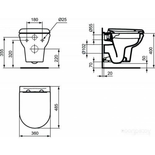 Унитаз Ideal Standard Exacto Rimless с сидением Soft-close R002601