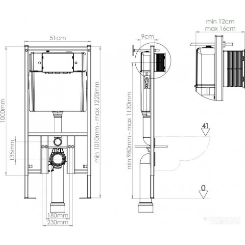 Инсталляция Eccellenza tecnica  унитазом Idevit Alfa Rimless с сиденьем  152.4.501.8088+152.7.322.088+SETK3104-2616-001-1-8000