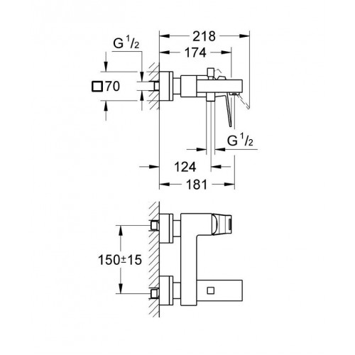 Смеситель для ванны Grohe Eurocube 23140000