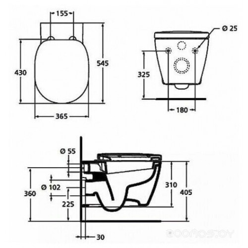 Унитаз Ideal Standard Prosys Eco Frame Connect E803501 + E712701 + E233267 (W220101)