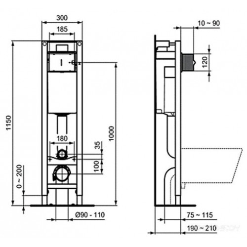 Унитаз Ideal Standard Prosys Eco Frame Connect E803501 + E712701 + E233267 (W220101)