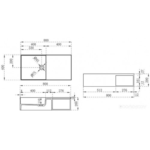 Умывальник Vincea Solid Surface VWB-6S180MW