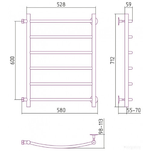 Полотенцесушитель Стилье Версия-Б2 600х500 (6) Г 18 12612-6050