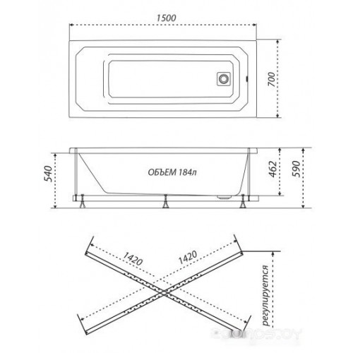 Ванна Triton Прага гидромассажная 150x70 Базовая