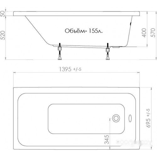 Ванна Triton Ультра 140x70 (с ножками)