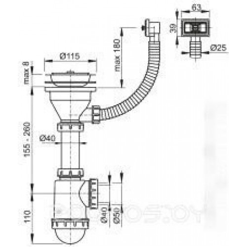 Сифон Alcaplast A447-DN50/40