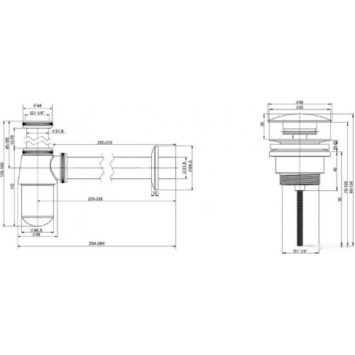 Сифон Wellsee Drainage System 182103003 (сифон, донный клапан, хром)