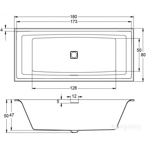 Ванна Riho Still Square Led 180x80 BR0100500K00131 (левая, без ножек)