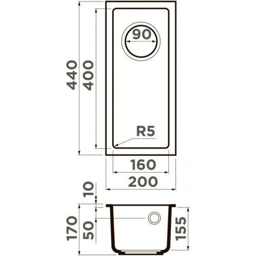 Кухонная мойкa OMOIKIRI Bosen 20-U-WH 20x44 белый