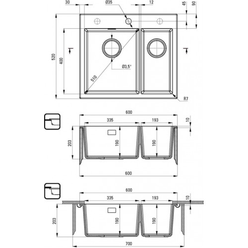 Кухонная мойка Deante ERIDAN ZQE_G503 60x52 графитовый металлик