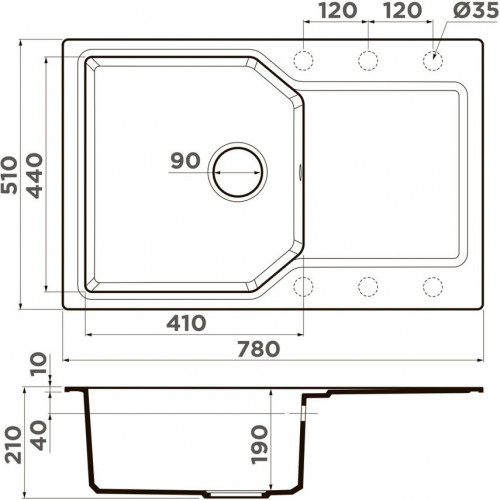 Кухонная мойка Omoikiri Yonaka 78-BL 4993708 78x51 черный