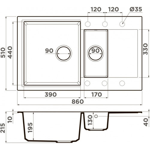 Кухонная мойка Omoikiri Daisen 86-2-PA 4993473 86x51 пастила