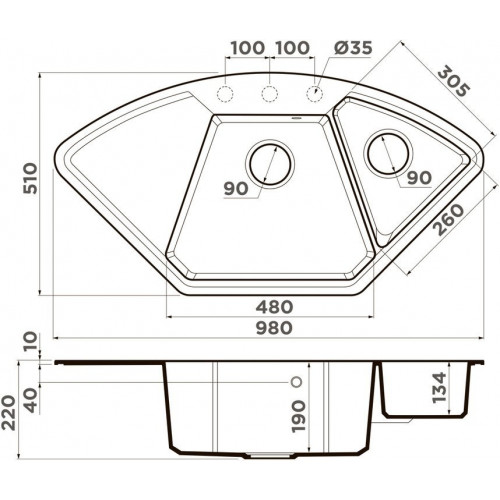 Кухонная мойка Omoikiri Yonaka 98-C-BE 4993710 98x51 ваниль