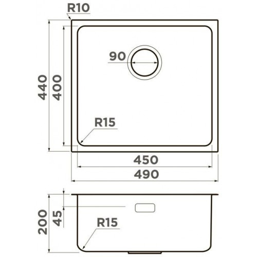 Кухонная мойка Omoikiri Tadzava 49-U/I-IN Ultra 15 4997115 49x44 нержавеющая сталь