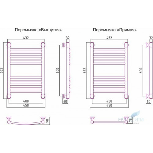 Полотенцесушитель Сунержа Богема плюс 60x40, водяной, прямая