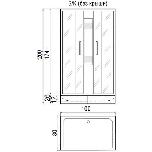 Душевая кабина River Quadro 100/80/26 МТ без крыши 100x80