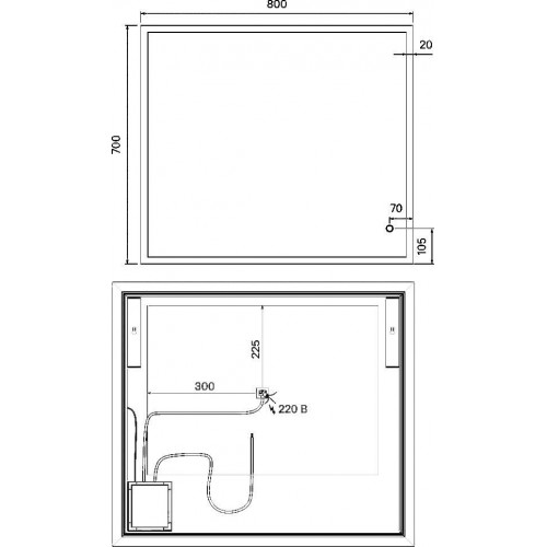 Зеркало Iddis Brick LED BRI8000i98 80x70