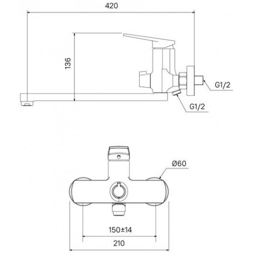 Смеситель для ванны Iddis Esper ESPSB00i10WA глянцевый хром