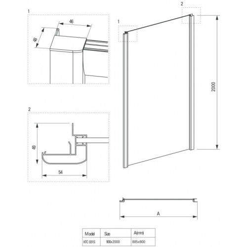 Боковая стенка Deante Cynia KTC 031S 90x200