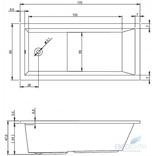 Ванна акриловая Riho Lusso Plus 170x80 (ножки отдельно)