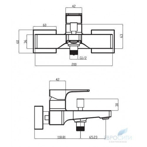 Смеситель для ванны Villeroy&Boch Architectura Square