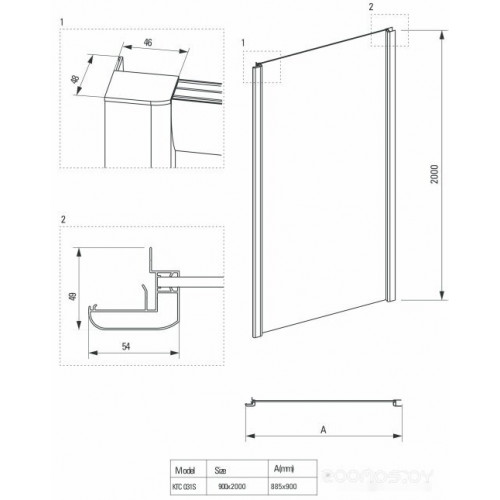 Боковая стенка Deante Cynia KTC 031S 90x200