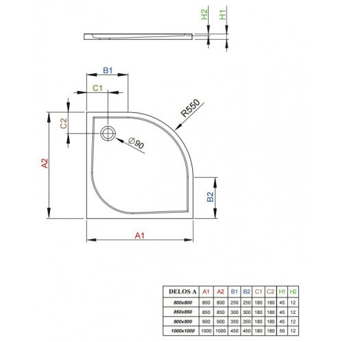 Угловой поддон Radaway Delos A 80x80