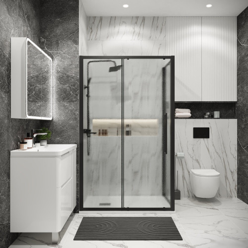 Душевой уголок Grossman Cosmo 130x80x195 120.K33.02.1380.21.02 (черный матовый/стекло шиншилла)