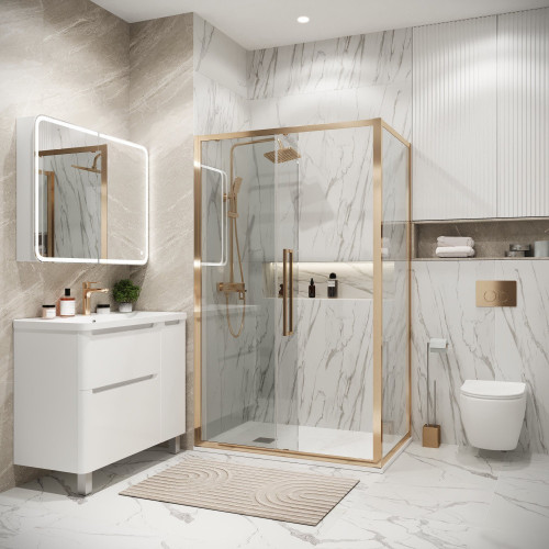 Душевой уголок Grossman Cosmo 130x70x195 120.K33.02.1370.32.00 (золото сатин/стекло прозрачное)